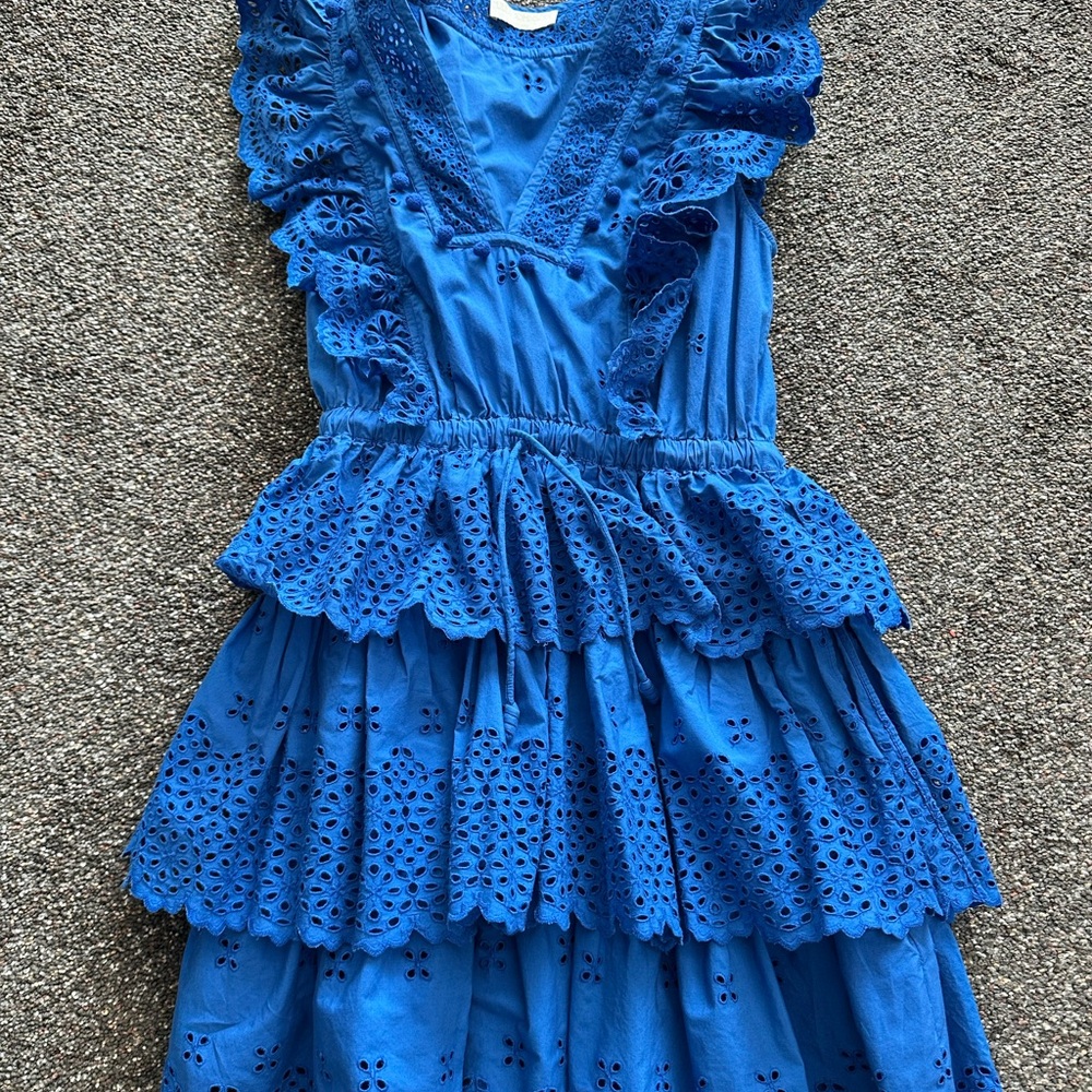 Ulla Johnson Blue Ruffled Tiered Sundress